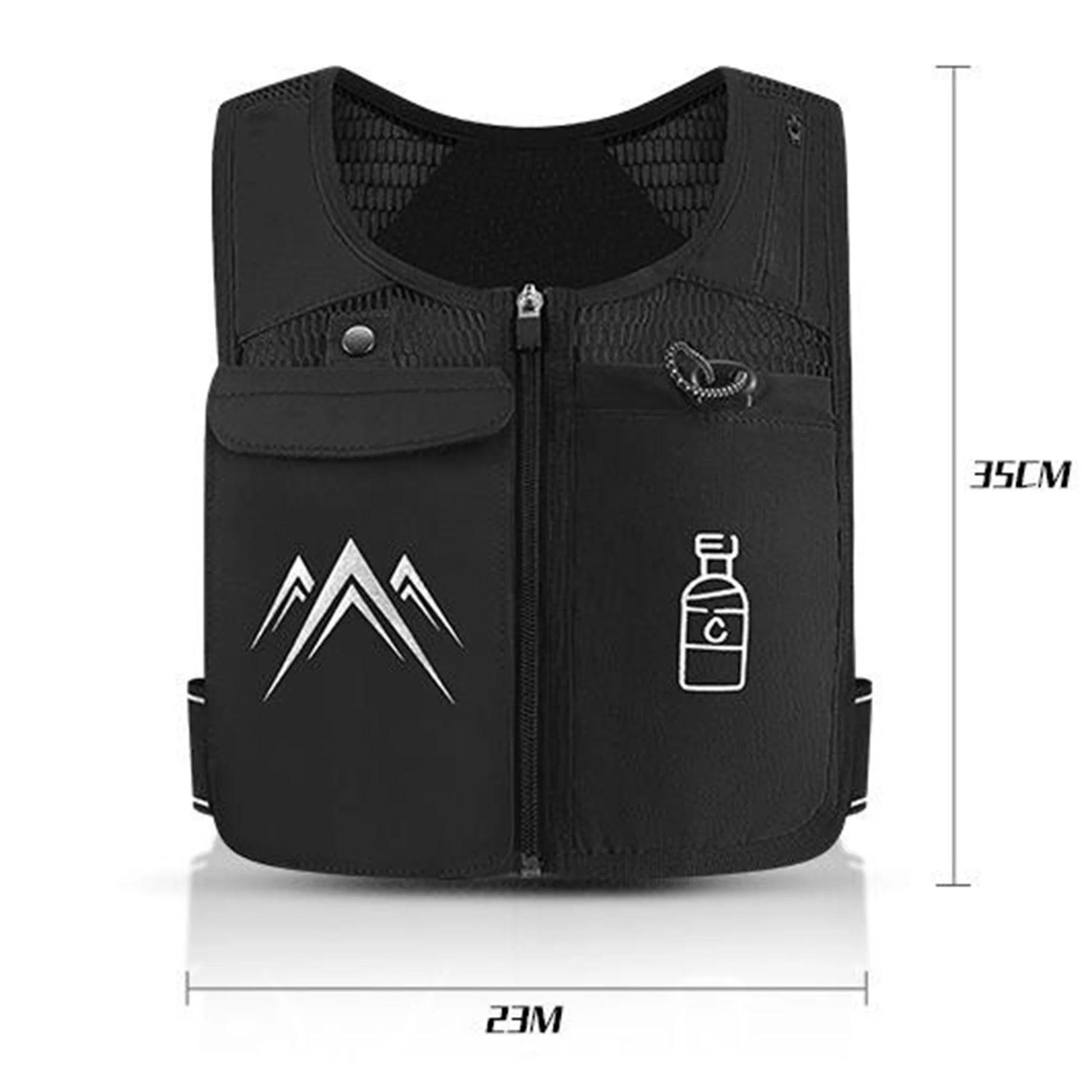 Running Vest, Zip Reflective Running Vests with 500Ml Hydration Bottle, Adjustable Waistband & Breathable Material, Chest Pack Gear Phone Holder for Running, Men & Women